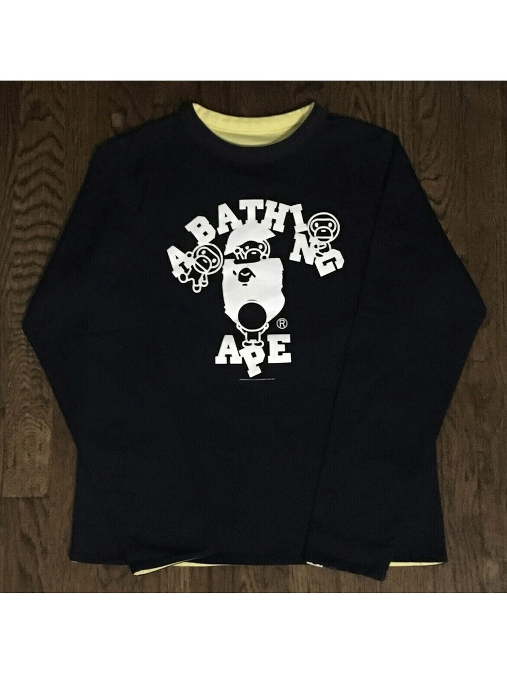 A Bathing Ape Reversible Long Sleeve Tee Shirt Small Blue